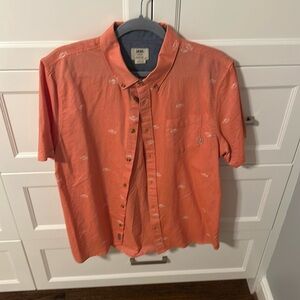 |VANS| Salmon Fish Print Chambray Button Down | Medium |
